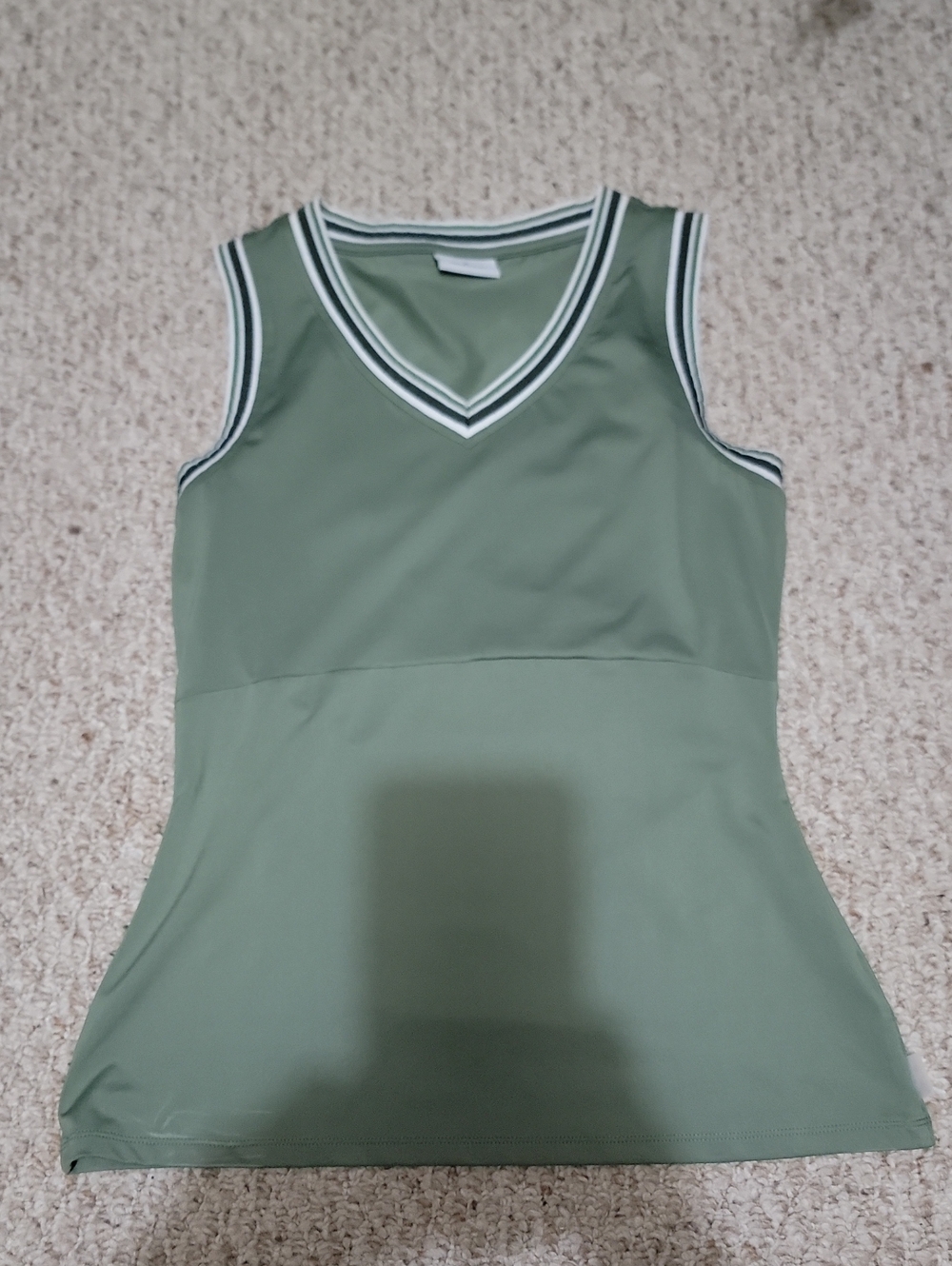 Veronica Beard Olive Green V-Neck Athletic Tank